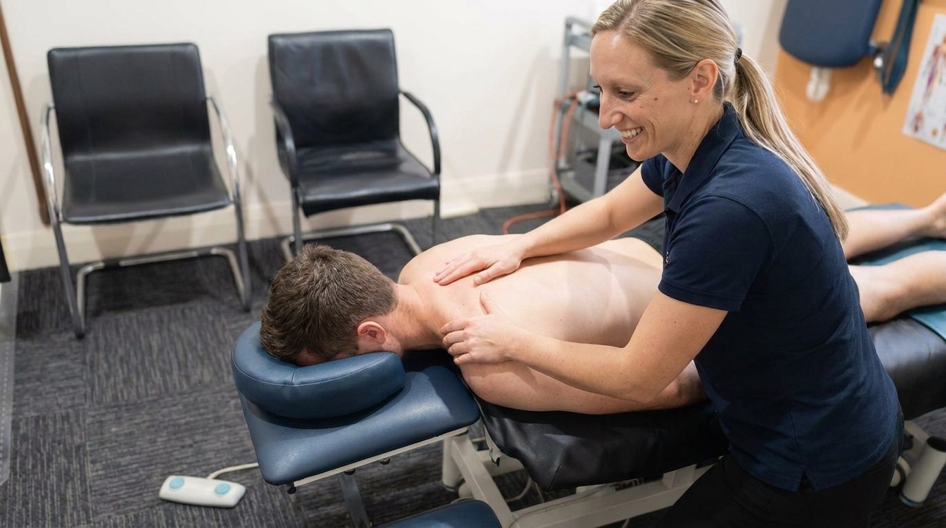 Physiotherapist providing hands-on manual therapy to a patient's back at Strathalbyn Physiotherapy