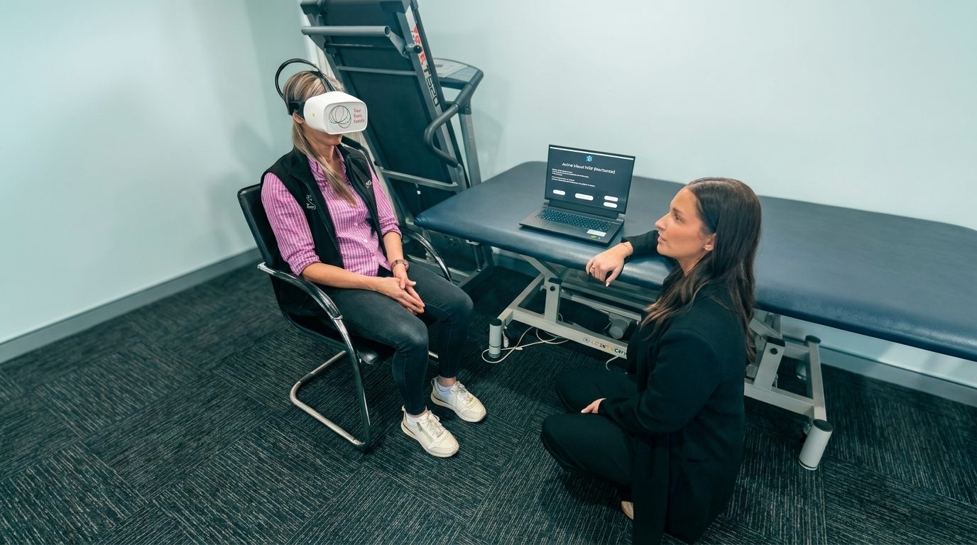 Participant working on strength and balance rehabilitation in the NeuroTherapy Centre at Strathalbyn Physiotherapy